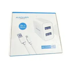 新品未使用 iPhone 充電器 USB2ポート 充電ケーブル2本 AMONER