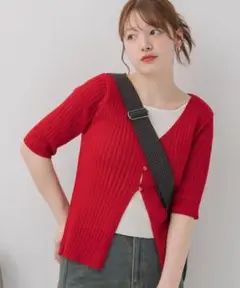 RETRO GIRL フェイクレイヤードリブカーデ