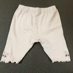 ピンク チェリー刺繍 薄手リブレギンス　70
