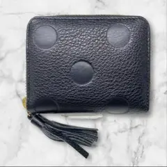perche ペルケ ドット型押しラウンドパームフィット財布 ドット ブラック