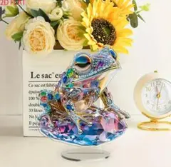 【お盆セール】クリスタル カエルの置物