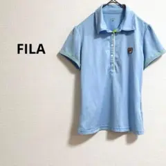b445【FILA】ロゴ入半袖ポロシャツテニスゴルフスポーツハーフボタンシンプル