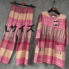 新品　マタノアツコ メメパッチ&小花総柄パジャマ「Lサイズ・ピンク」