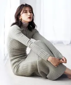 衿付きリブニットワンピース フレイアイディー