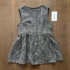 パールボタンツイードペプラムトップス　ベスト　ジレ