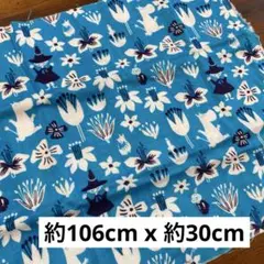 ムーミン　ダブルガーゼ　布　ハギレ　生地　はぎれ　ブルー　水色