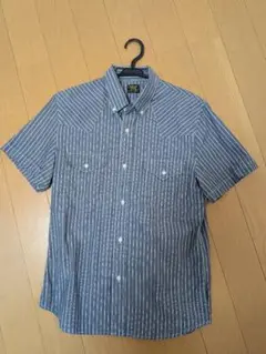 EDWIN 半袖ワークシャツ Lサイズ ストライプ