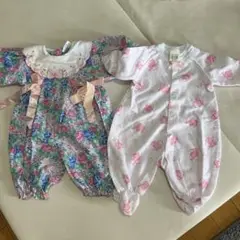 レトロ　ロンパース・カバーオール2点セット　女の子　花柄