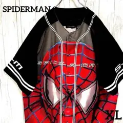 スパイダーマン　半袖ボタンシャツ　ビックプリ メンズXL　マーベル　アメキャラ