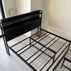 セミダブルベッドフレーム ブラック 収納付き