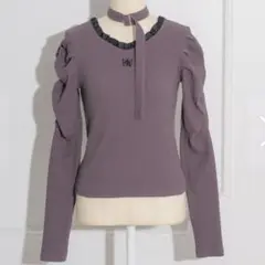 pium チョーカーベルトフリルカットソー トップス