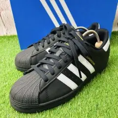 【試着のみ】adidas SUPERSTAR コアブラック 本革 金ベロ 26