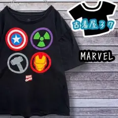 古着マーベルデカロゴアメコミゆるだぼTシャツ黒ブラックXL