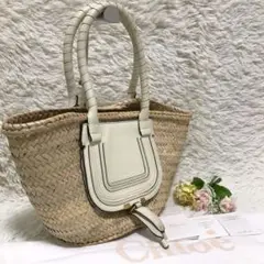 ✨極美品✨クロエ カゴバッグ ラフィア マーシー ゴールド金具 ロゴ型押し