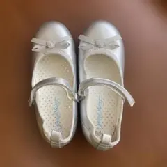 シルバー リボン付きバレエシューズ　19cm