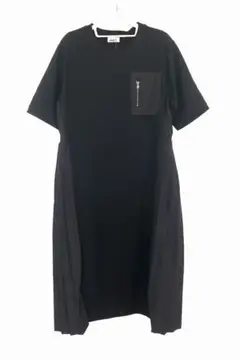 【再値下！新品】ラシュッド ワンピース M 黒 サイドプリーツ 異素材ドッキング