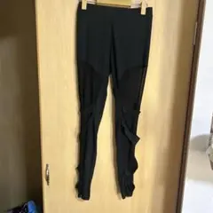 ヨガ•ピラティス•ズンバ　レギンス　スパッツ黒 メッシュ　シースルー　S