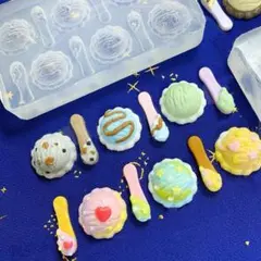 #0103シリコンモールド　アイスクリーム　デコパーツ　キーホルダー　レジン