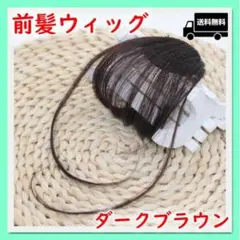 ダークブラウン 前髪ぱっつん クリップ付き 部分ウィッグ シースルーバング 簡単