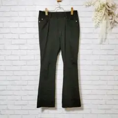 【美品】カジュアルパンツ ボトム ブラック ストレッチ ゴムウエスト L