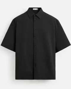 ZARA ZARA メンズ　シアサッカーシャツ　ブラック　黒　Mサイズ　40