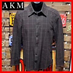 定価3.3万　AKM ストレッチ　千鳥格子　グレンチェック　長袖シャツ　L