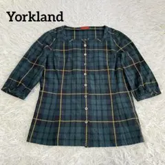 Yorkland ヨークランド　半袖　チェックブラウス　11号