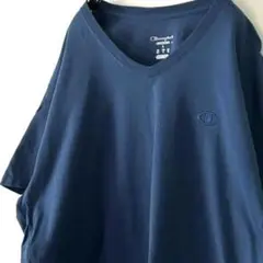 チャンピオン Champion ロゴ刺繍 Tシャツ L ネイビー紺色古着くすみ青