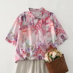 シャツ ブラウス 着心地いい ファッション I カジュアル プリント トップス
