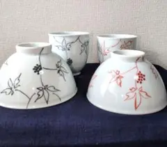 新品未使用 ✾ 有田焼　手描きペア お茶碗 / お湯呑 セット