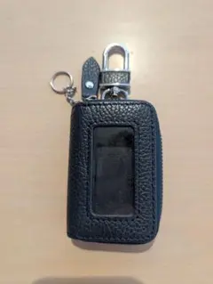 本革　キーケース　スマートキー　クリア窓　ネイビー