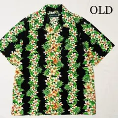 OLD made in Fishland ブラック ハイビスカス アロハシャツ