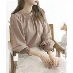 Futier Land ハイネックバルーンスリーブブラウス テラコッタ F