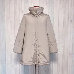【INDIVI】中綿ジャケット アウター ハイネック ベージュ 体型カバー