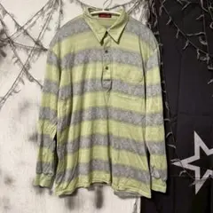 フラワーステッチロングスリーブボーダーシャツ