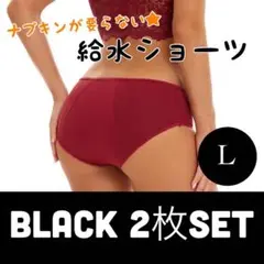 給水ショーツ　生理　サニタリー　ナプキンが要らない　ブラック　L2枚セット