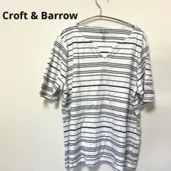 Croft & Barrow Vネック ボーダー カジュアル Tシャツ PXL
