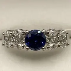 ブルーサファイアリング 0.93CT 鑑別済 PT900 ダイヤ0.50CT