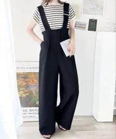 クラシカルエルフ　アシメバックルベルトサロペット　オーバーオール　ブラック　L