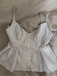 ZARA ストライプ フレアビスチェ ボタン付き