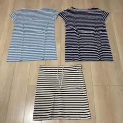 オーシバルのボーダーワンピース２枚とスカートのセットです。