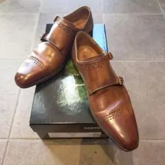 MAGNANNI ブラウン ダブルモンクストラップ 革靴 39 24.5cm