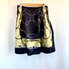 美品☆シーディーエスベーシック スカーフ柄スカート 紺 レディースM
