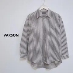 VARSON ヴァーソン ストライプ 長袖シャツ グレー系 サイズL