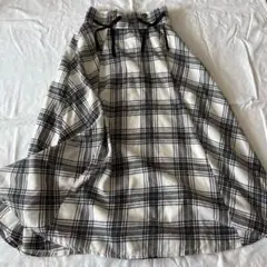 s'épanouir リボン付きチェック柄ロングフレアスカート 150 女の子
