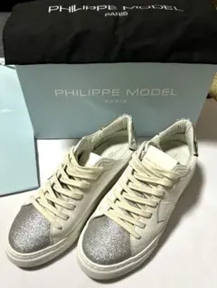 【PHILIPPE MODEL 】美品　テンプル39 ホワイト/シルバー