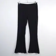フレアリブレギンスパンツ ブラック S スリット入り 美脚シルエット