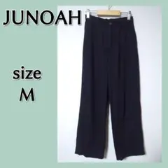 JUNOAH ウエストゴムツイルワイドパンツ Mサイズ ブラック ジュノア