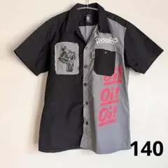 美品】ヒステリックグラマー　140 キッズ　開襟シャツ　半袖　シャツ　黒　グレー