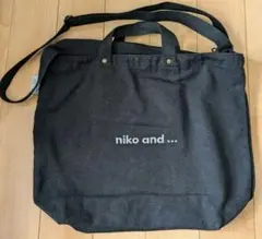 ニコアンド ロゴ刺繍 2WAYトートバッグ ブラック 黒 niko and…
